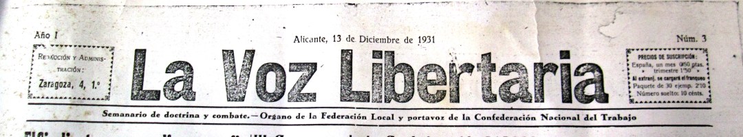 cabecera La Voz Libertaria -Alicante 1931