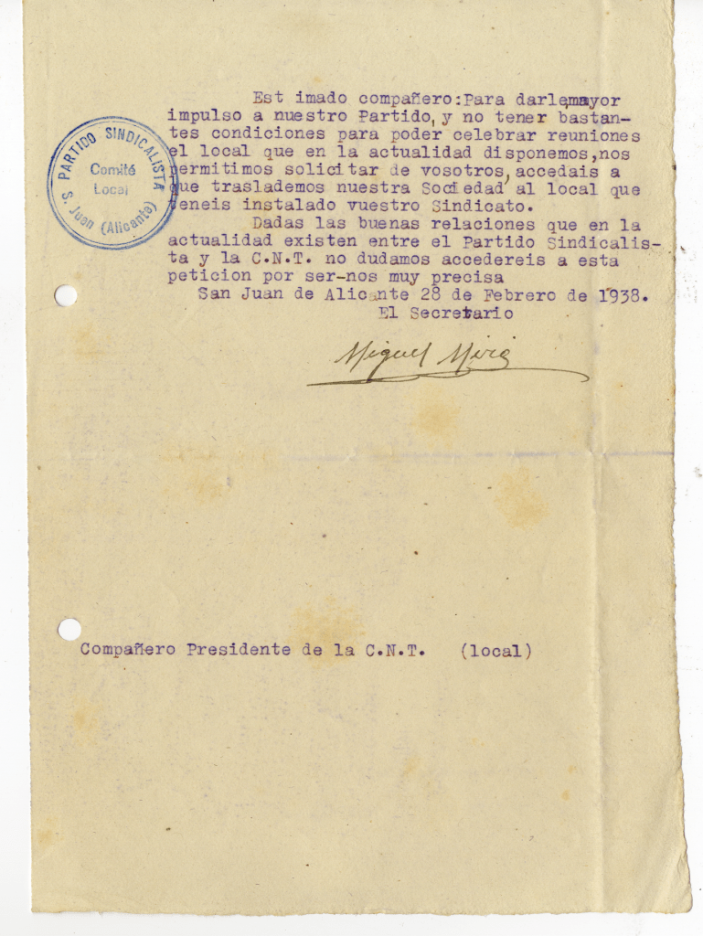 Sol·licitud d’ús conjunt de les instal·lacions CNT-Partit Sindicalista_AMSJA 1-C-1209-3